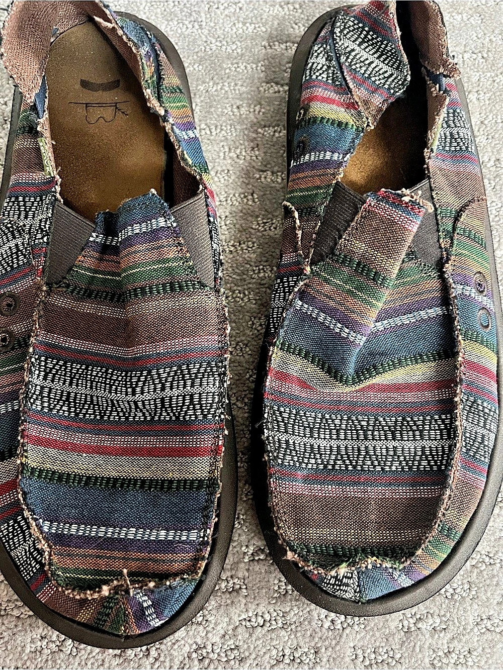 Men's Striped Multicolor & Black Sanuks - Picture 2 of 5